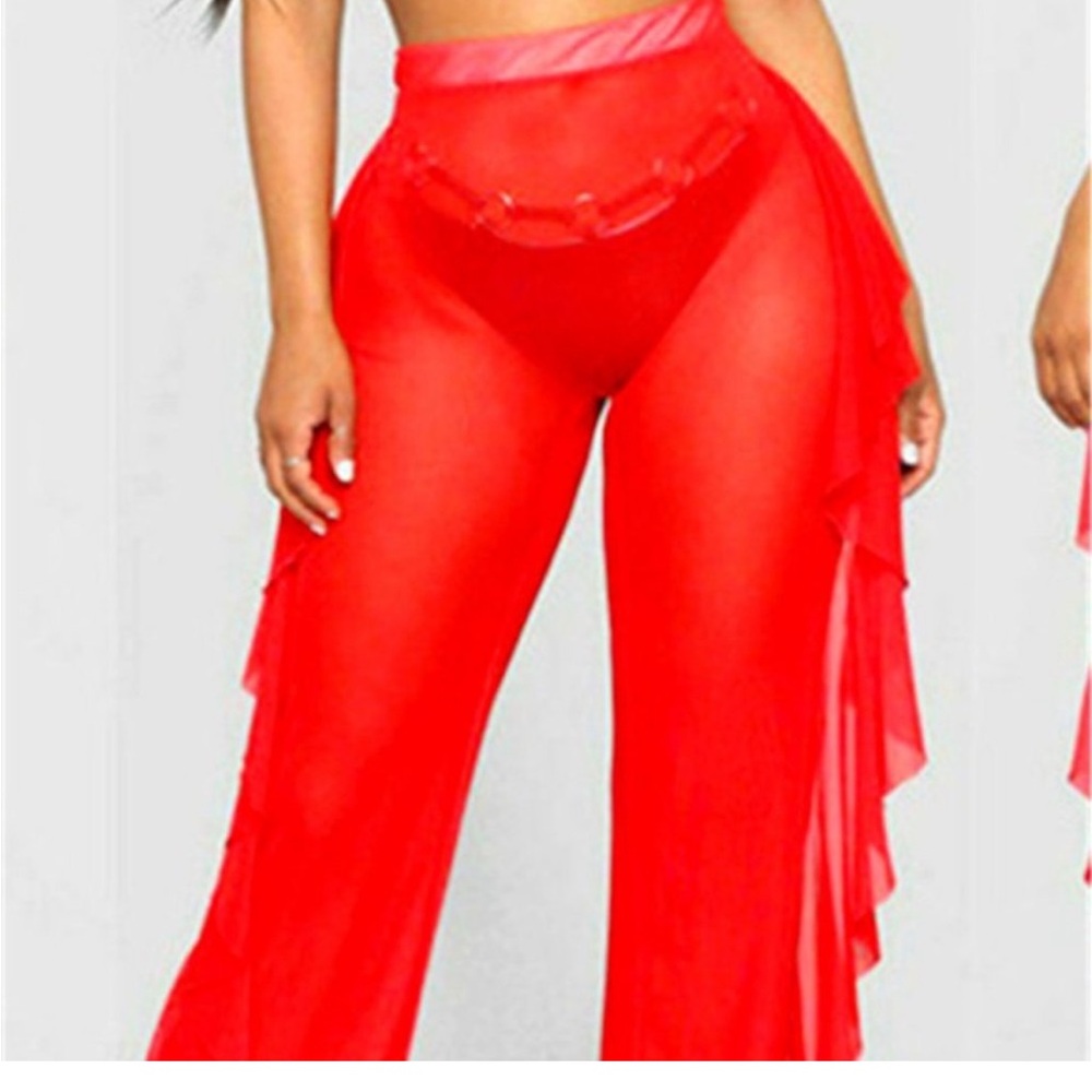 Red Sheer Coverup Pants